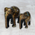 Skulpturen aus Pappmaché und Holz, (Paar) - Bemalte Elefantenskulpturen aus Pappmaché mit Blattmotiv (Paar)