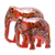Papier mache and wood sculptures, 'Red Connection' (pair) - Floral Papier Mache Elephant Sculptures in Red (Pair)