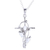 Rhodium plated moonstone pendant necklace, 'Sacred Trinity' - Sterling Silver and Moonstone Cross Pendant Necklace (image 2c) thumbail