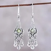 Peridot chandelier earrings, 'Grace and Elegance' - Sterling Silver and Green Peridot Chandelier Earrings