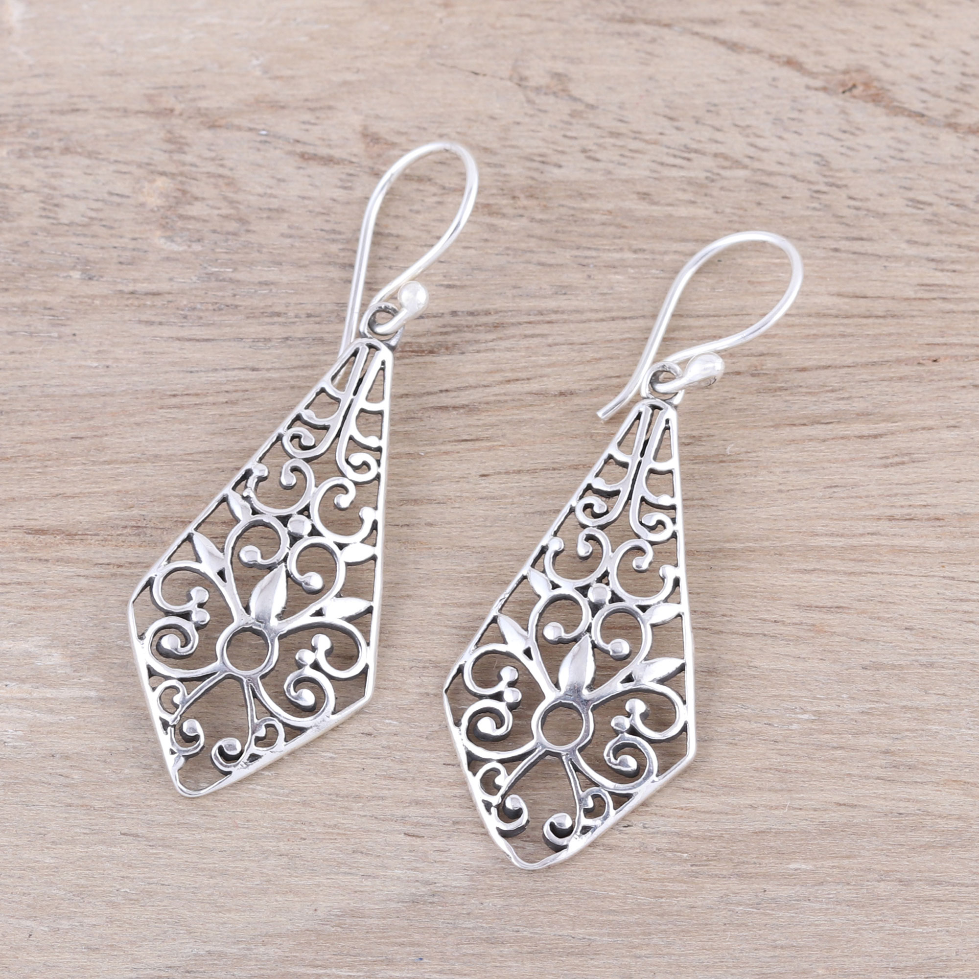 Kite-Shaped Sterling Silver Dangle Earrings from India - Delightful ...