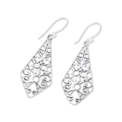 Sterling silver dangle earrings, 'Delightful Kites' - Kite-Shaped Sterling Silver Dangle Earrings from India
