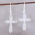 Sterling silver dangle earrings, 'Delightful Crosses' - Sterling Silver Cross Dangle Earrings from India (image 2) thumbail