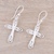 Sterling silver dangle earrings, 'Delightful Crosses' - Sterling Silver Cross Dangle Earrings from India (image 2b) thumbail