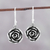 Sterling silver dangle earrings, 'Adorable Roses' - Sterling Silver Rose Dangle Earrings from India (image 2) thumbail