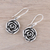 Sterling silver dangle earrings, 'Adorable Roses' - Sterling Silver Rose Dangle Earrings from India (image 2b) thumbail
