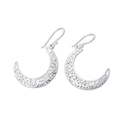 Crescent-Shaped Sterling Silver Dangle Earrings from India - Bright ...