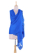 Wool and silk blend shawl, 'Chasme Charm in Royal Blue' - Wool and Silk Blend Shawl in Royal Blue from India thumbail