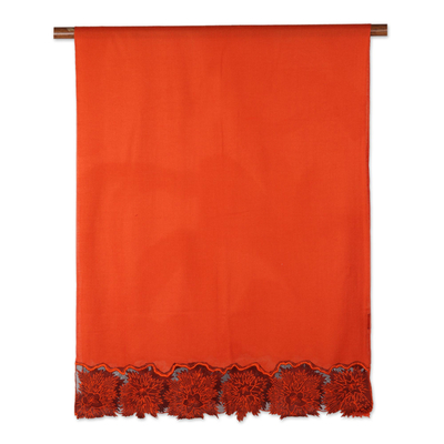 Schal aus Woll- und Seidenmischung - Schal aus Woll- und Seidenmischung in Mandarine aus Indien