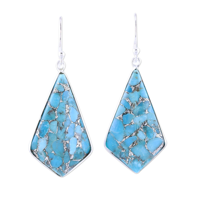 Sterling silver and composite turquoise dangle earrings, 'Sky Kites' - Sterling Silver and Composite Turquoise Dangle Earrings