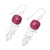 Ruby and rainbow moonstone dangle earrings, 'Glittering Muse' - Ruby and Rainbow Moonstone Dangle Earrings from India (image 2c) thumbail