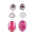 Multi-gemstone dangle earrings, 'Fascinating Trio' - Multi-Gemstone Dangle Earrings Crafted in India thumbail