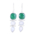 Onyx and rainbow moonstone dangle earrings, 'Glittering Muse' - Green Onyx and Rainbow Moonstone Dangle Earrings from India