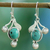 Pendientes colgantes de perlas cultivadas y calcita - Aretes colgantes de perlas cultivadas y calcita de la India
