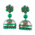 Ohrhänger aus Keramik, „Green Garden“ – Ohrhänger aus Keramik mit grünen Blumenmotiven aus Indien