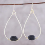 Gold plated onyx dangle earrings, 'Magical Stones' - 22k Gold Plated Onyx Dangle Earrings from India