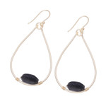 Gold plated onyx dangle earrings, 'Magical Stones' - 22k Gold Plated Onyx Dangle Earrings from India