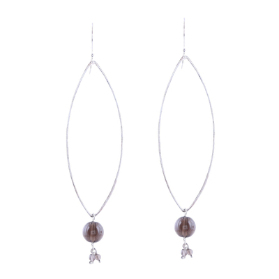Smoky quartz dangle earrings, 'Stylish Attraction' - Smoky Quartz Dangle Earrings from India