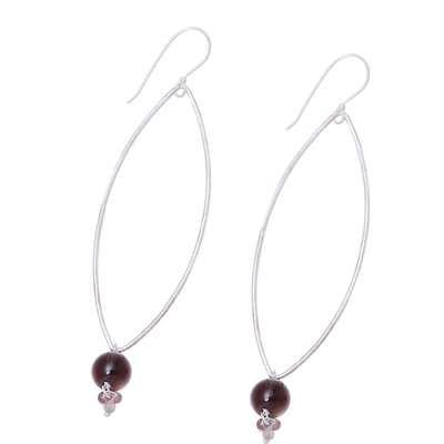 Smoky quartz dangle earrings, 'Stylish Attraction' - Smoky Quartz Dangle Earrings from India