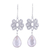 Rhodium plated rose quartz dangle earrings, 'Sparkling Ribbons' - Rhodium Plated Rose Quartz Dangle Earrings from India