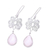 Rhodium plated rose quartz dangle earrings, 'Sparkling Ribbons' - Rhodium Plated Rose Quartz Dangle Earrings from India