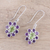 Rhodium plated peridot and amethyst dangle earrings, 'Beautiful Dazzle' - Rhodium Plated Peridot and Amethyst Earrings from India