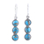 Sterling silver dangle earrings, 'Dancing Circles' - Circular Sterling Silver and Composite Turquoise Earrings thumbail