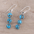 Sterling silver dangle earrings, 'Dancing Circles' - Circular Sterling Silver and Composite Turquoise Earrings
