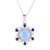 Chalcedony and lapis lazuli pendant necklace, 'Charismatic Beauty' - Blue Chalcedony and Lapis Lazuli Pendant Necklace from India thumbail