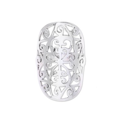 Curl Motif Sterling Silver Cocktail Ring from India
