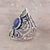 Multi-gemstone cocktail ring, 'Lapis Royalty' - Handcrafted Sterling Silver and Lapis Lazuli Ring from India