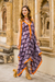 Cotton maxi dress, 'Magical Bliss' - Grey Black and Orange Print Cotton Maxi Dress (image 2b) thumbail