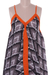 Cotton maxi dress, 'Magical Bliss' - Grey Black and Orange Print Cotton Maxi Dress (image 2g) thumbail