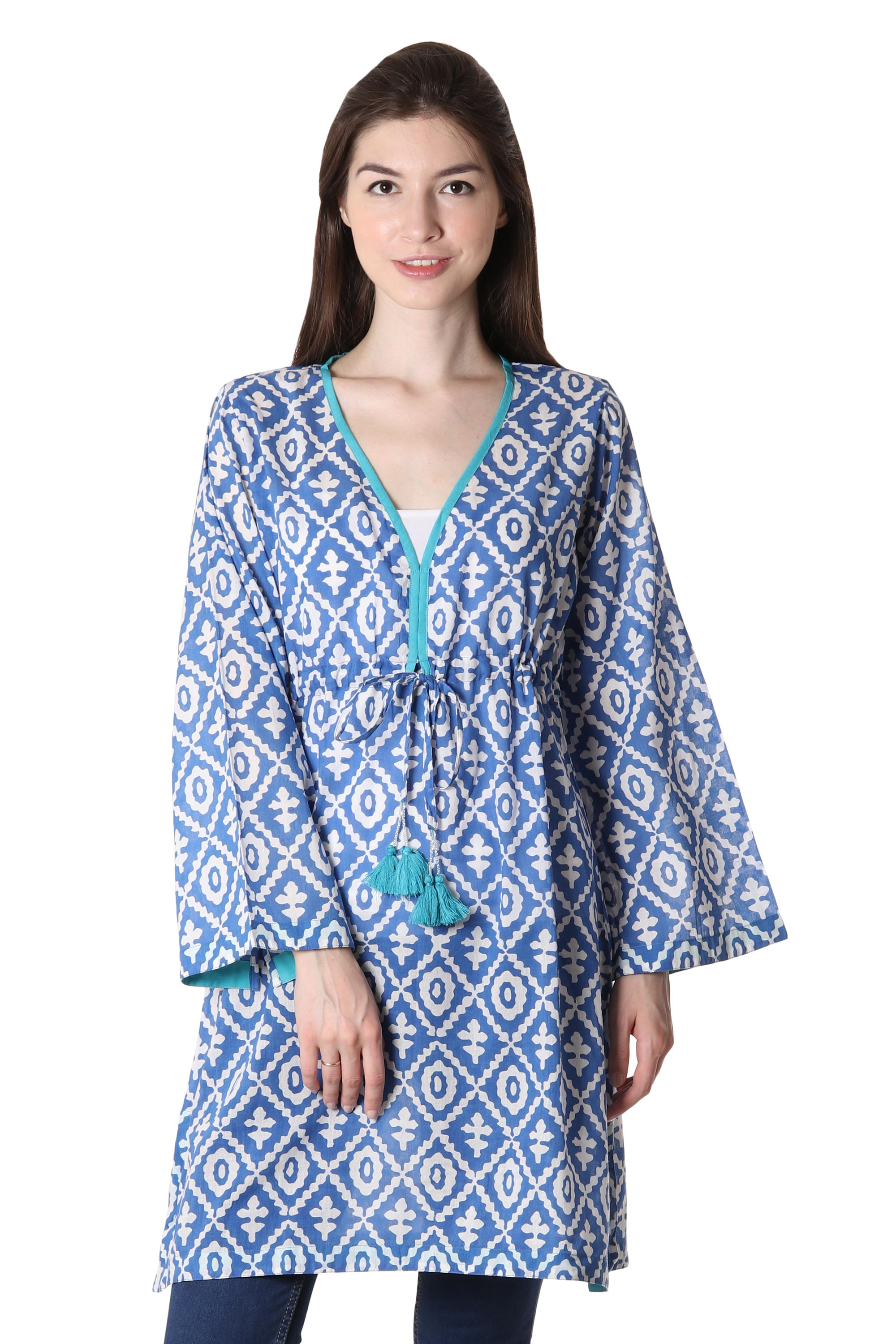 blue and white caftan