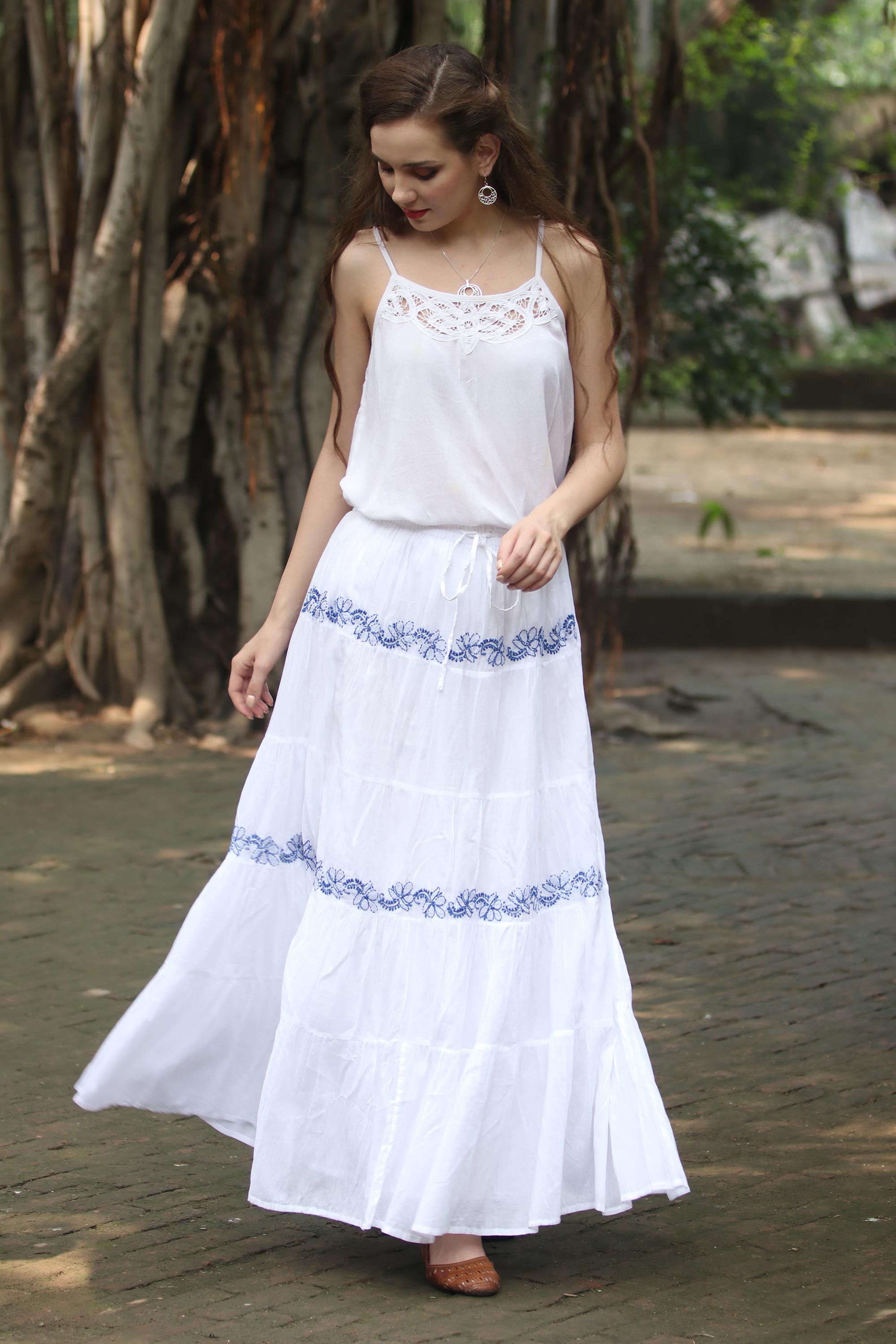 white dress maxi skirt