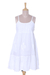 Cotton sundress, 'Breezy Summer' - Strappy White Cotton Chikankari Embroidered Dress from India
