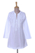 Embroidered cotton long tunic, 'White Blooms' - Long Sleeve Floral White Blouse Hand Embroidered in India (image 2a) thumbail