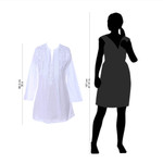 Embroidered cotton long tunic, 'White Blooms' - Long Sleeve Floral White Blouse Hand Embroidered in India