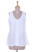 Cotton blouse, 'Floral Flirt' - Sleeveless Floral White Blouse Hand Embroidered in India (image 2a) thumbail