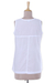 Cotton blouse, 'Floral Flirt' - Sleeveless Floral White Blouse Hand Embroidered in India (image 2b) thumbail