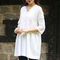 Nala Indian Cotton Tunic - Paprika