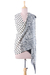 Wool shawl, 'Polka Bliss' - Wool Shawl in Ivory and Black from India thumbail