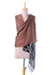 Wool shawl, 'Bold Fusion' - Two-toned Wool Shawl with Brown and Black Geometric Patterns thumbail