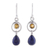 Lapis lazuli and citrine dangle earrings, 'Gleaming Midnight' - Lapis Lazuli and Citrine Dangle Earrings from India