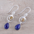 Lapis lazuli and citrine dangle earrings, 'Gleaming Midnight' - Lapis Lazuli and Citrine Dangle Earrings from India