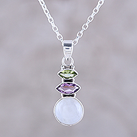 Multi-gemstone pendant necklace, 'Peaceful Dazzle'