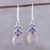 Multi-gemstone dangle earrings, 'Peaceful Dazzle in Pink' - Multi-Gemstone Dangle Earrings in Pink from India thumbail