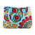 Baumwolltasche - Bestickte Handtasche aus himmelblauer, floraler Folk-Art-Baumwolle