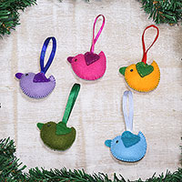 Wool felt ornaments, 'Peace Bearers' (set of 5) - Handcrafted Wool Felt Dove Holiday Ornaments (Set of 5)