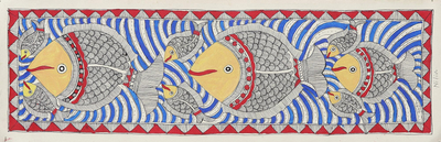Fish-Themed Madhubani Painting from India